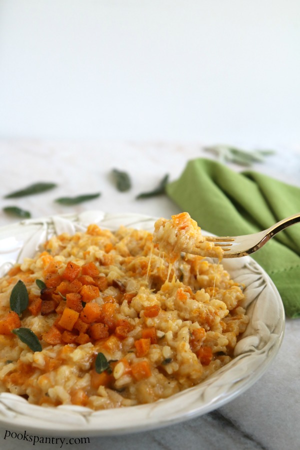 forkful of butternut squash risotto