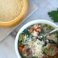wedding soup with turkey meatballs and cheese