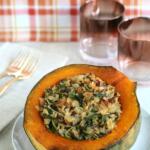 stuffed hubbard squash recipe on white plate