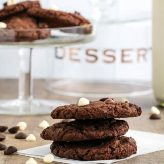 Triple chocolate cookies with milk