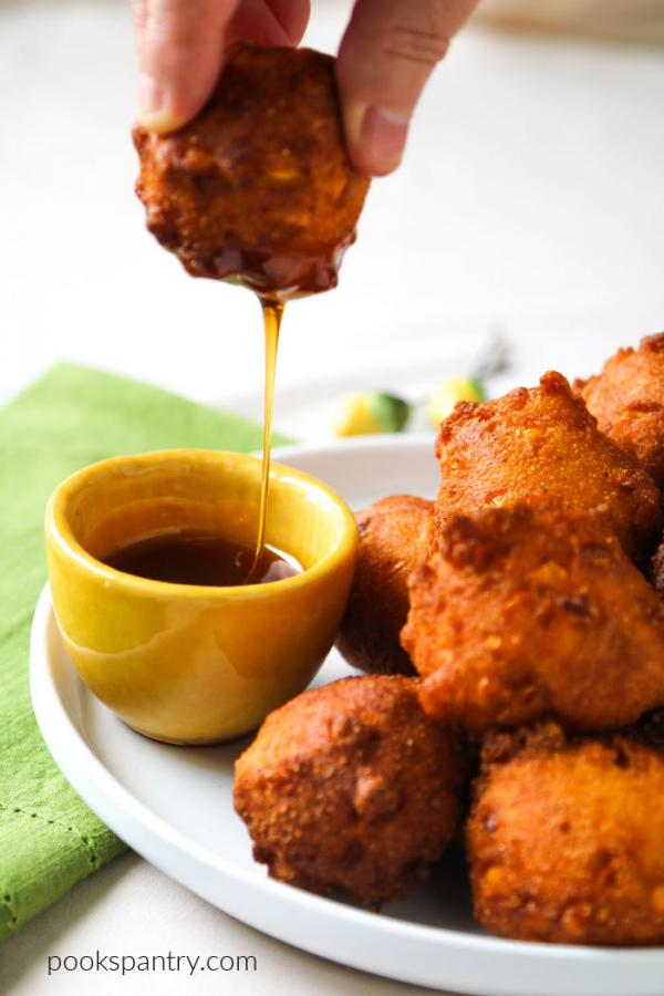 corn fritters with dipping sauce