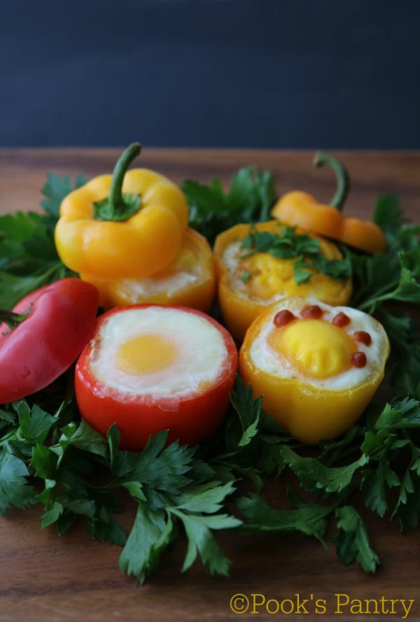bell pepper cups with baked eggs