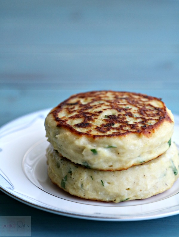 SAVORY BREAKFAST MASHED POTATO CAKES WITH PECAN BUTTER