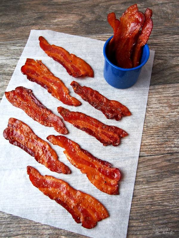 candied maple bacon on parchment paper
