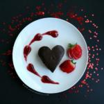 heart shaped cake with strawberries