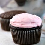 chocolate cupcake with strawberry icing