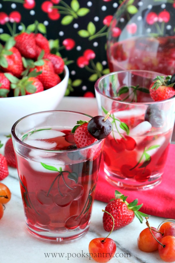 spritzer with strawberries and cherries