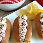 langostino lobster rolls on white platter