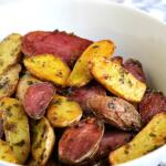 red and white fingerling potatoes in bowl