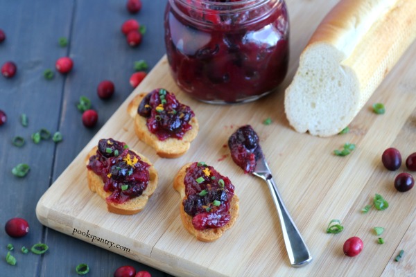 homemade cranberry chutney with herbs