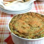 potato spinach casserole in white dish