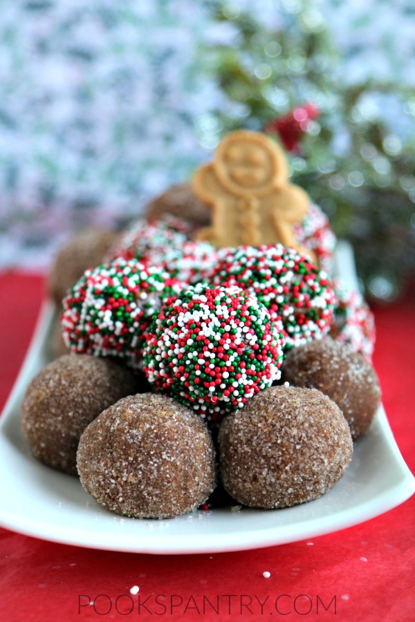 gingerbread balls on white plate