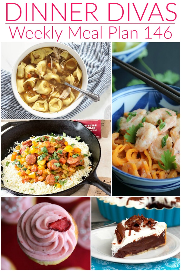 collage of images for dinner divas weekly meal plan 146