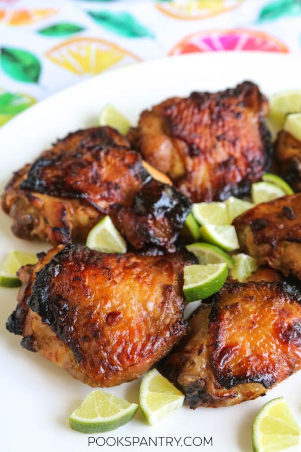 keto chicken thigh recipe with chili and lime with citrus background