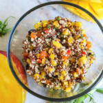 Mango lime quinoa salad in bowl.