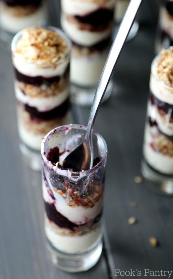 blueberry cheesecake parfait with spoon