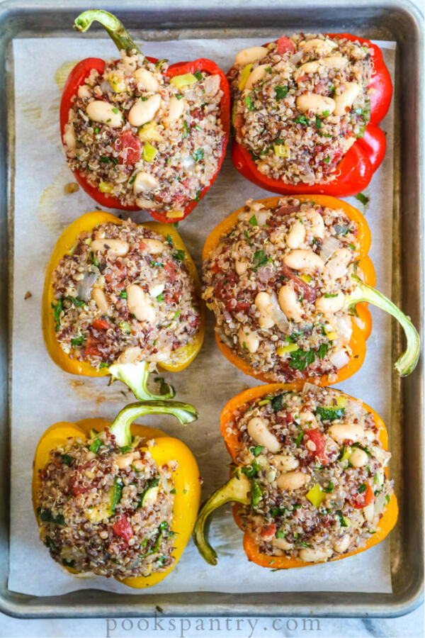 stuffed bell peppers on sheet pan