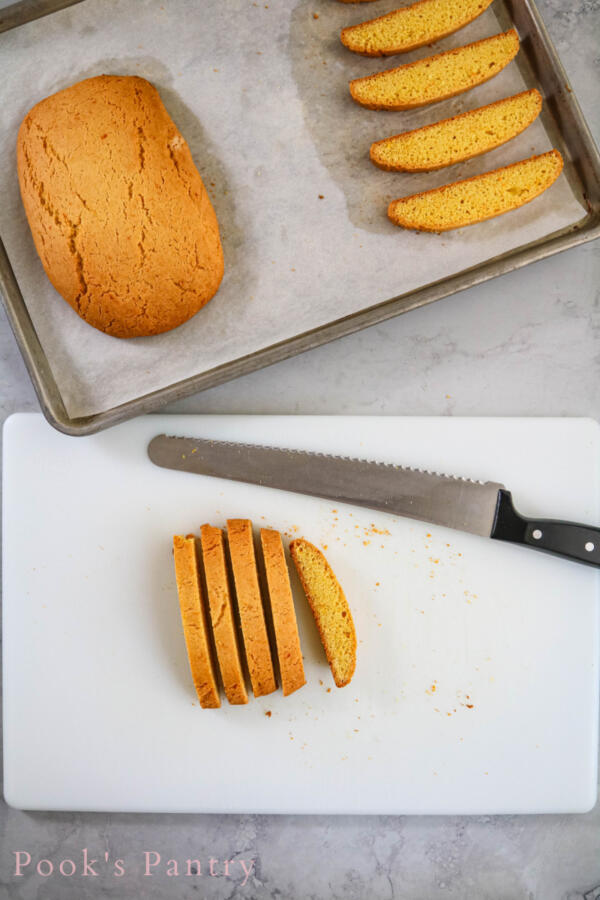 slicing citrus biscotti