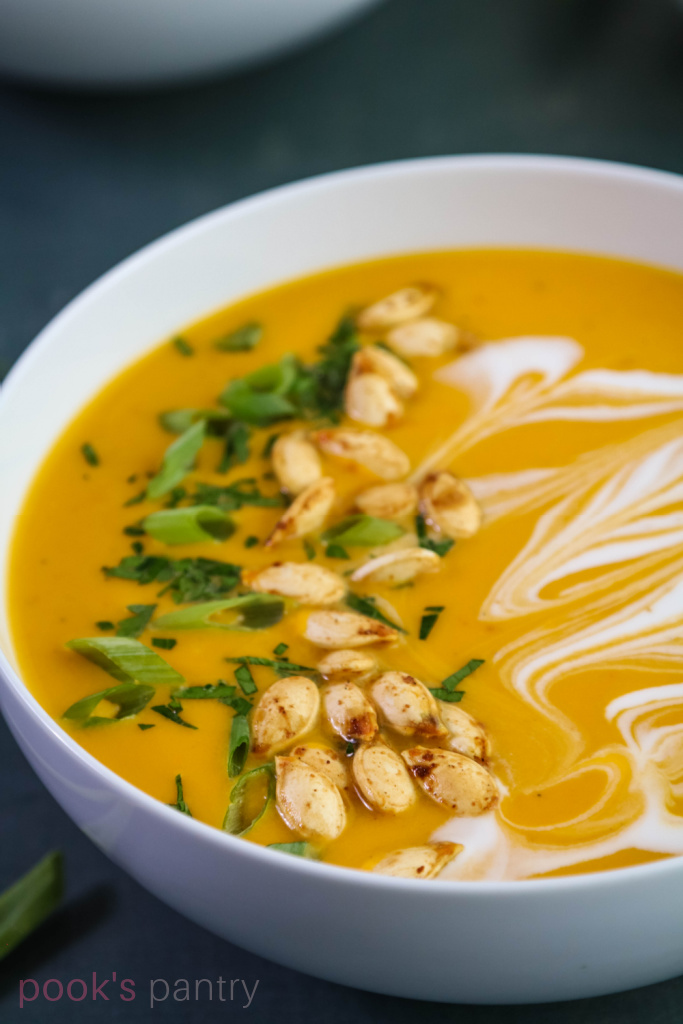 Red curry Hubbard squash soup with coconut