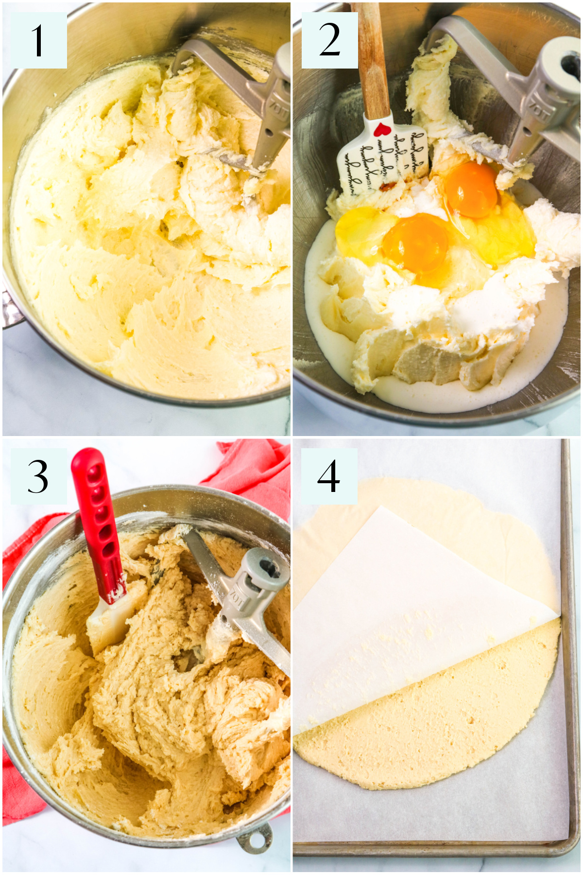 Step by step photos showing how to make classic sugar cookies.