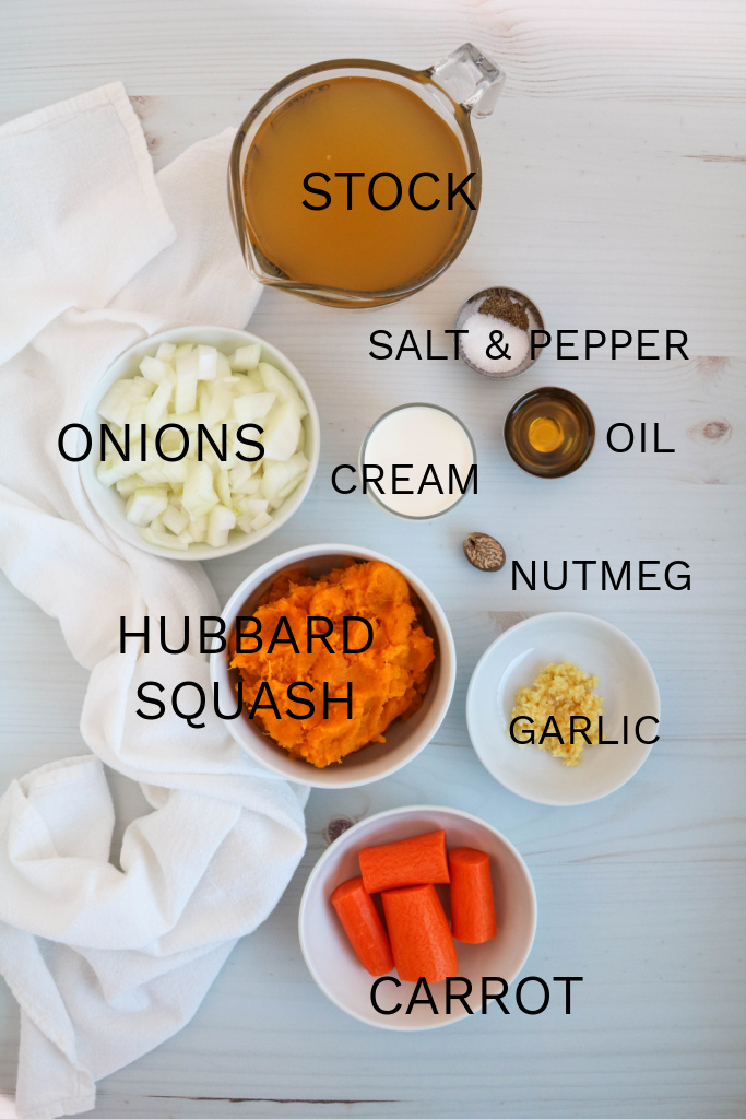 Ingredients for Hubbard squash bisque.