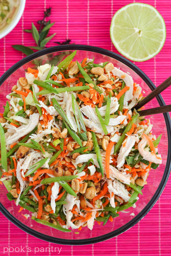 Spicy Thai salad with chicken and lime vinaigrette.