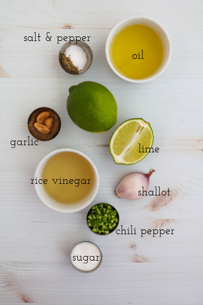 Chili lime vinaigrette dressing ingredients.