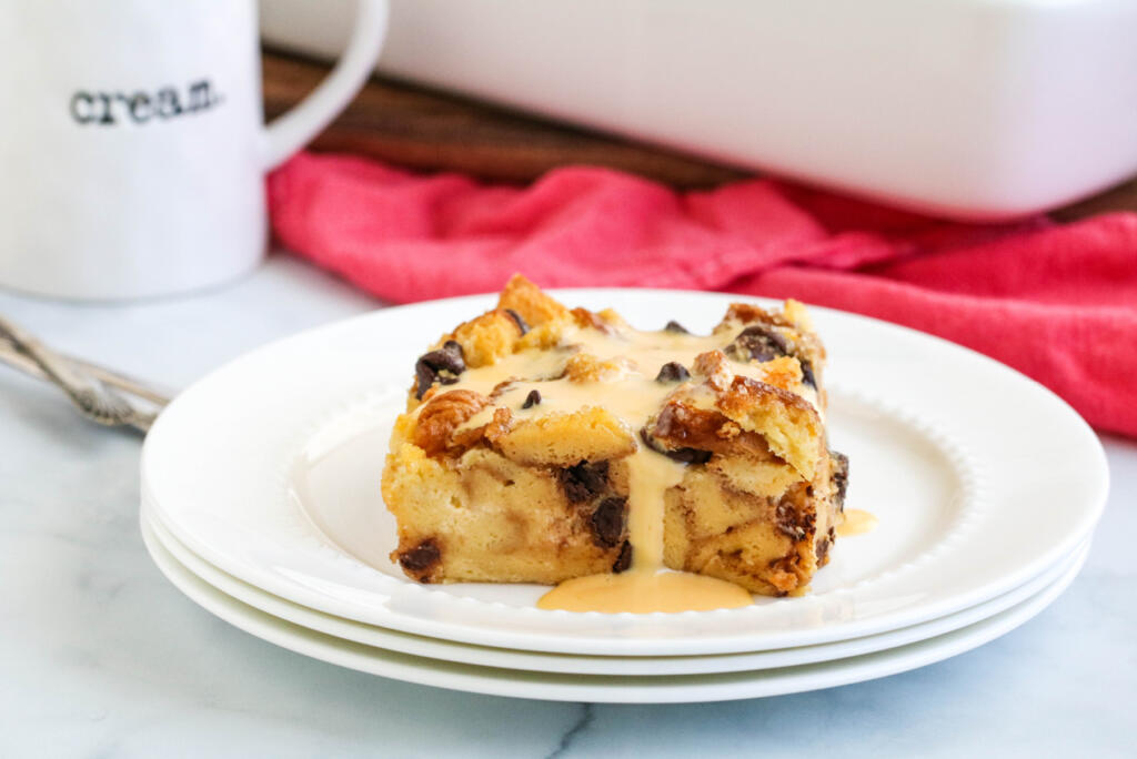Triple chocolate bread pudding with creme anglaise.