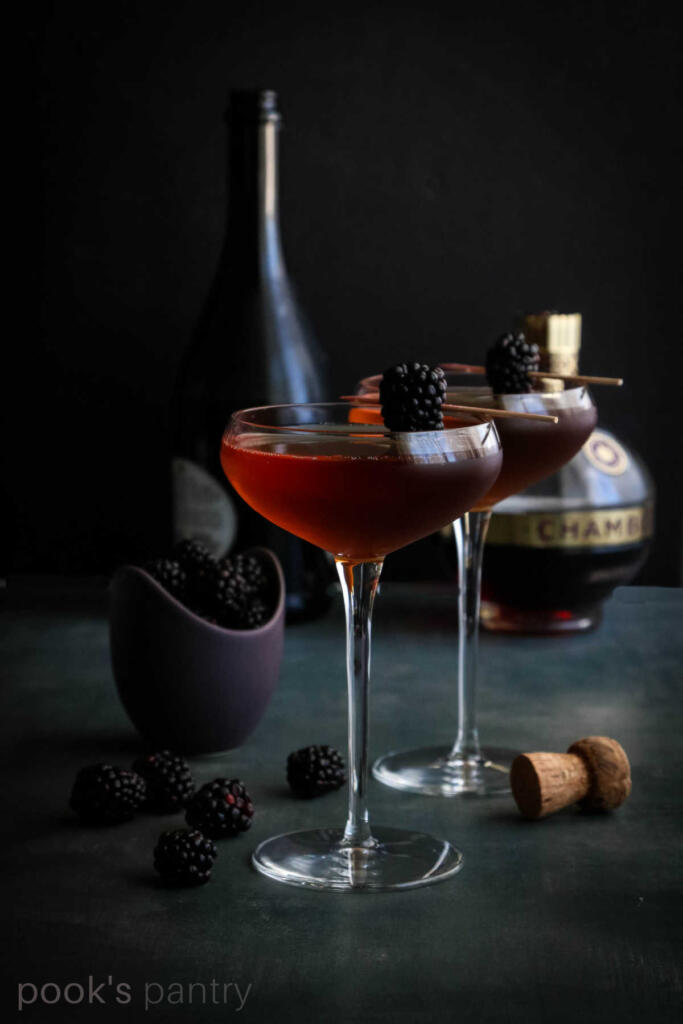 Chambord champagne cocktail for Valentine's Day.