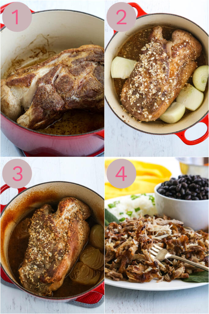 Step by step instructions for pulled pork.