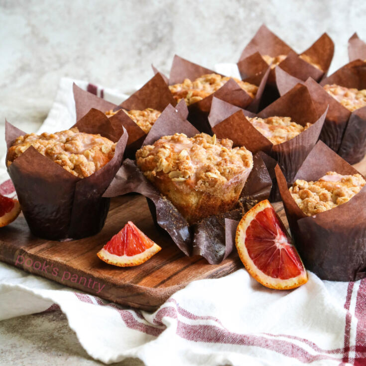 Blood orange muffins with crumble topping