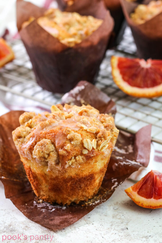 Orange muffin recipe with blood orange glaze.