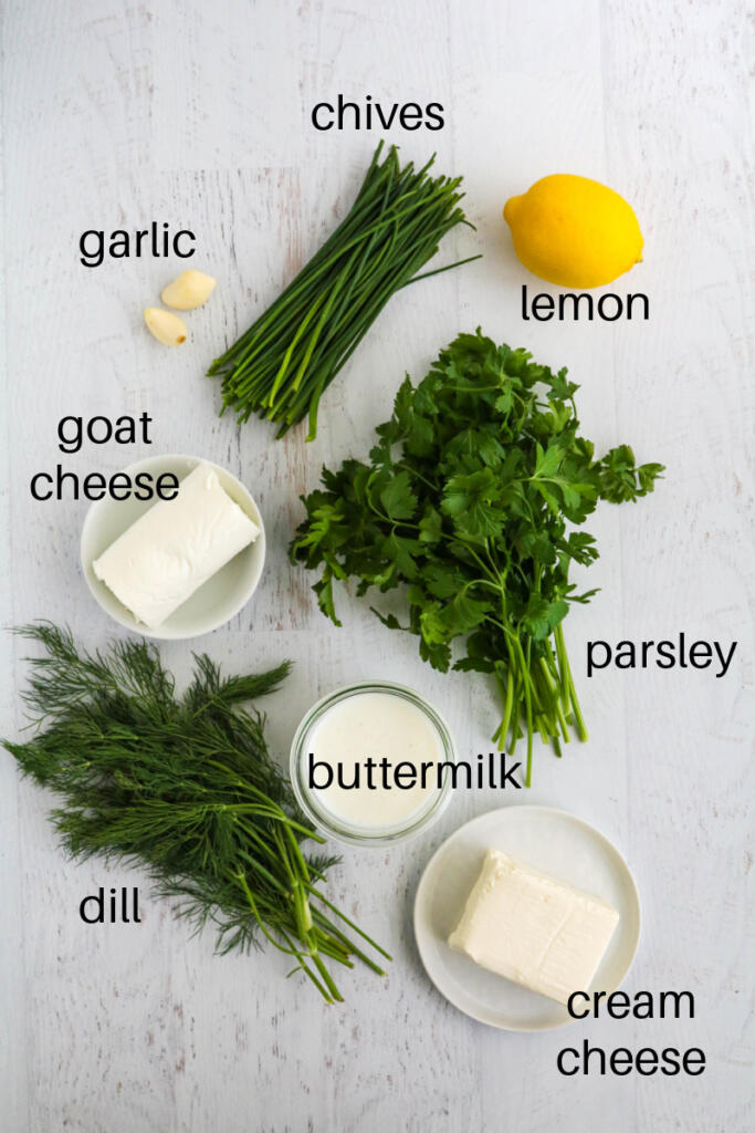Ingredients for herb dip.