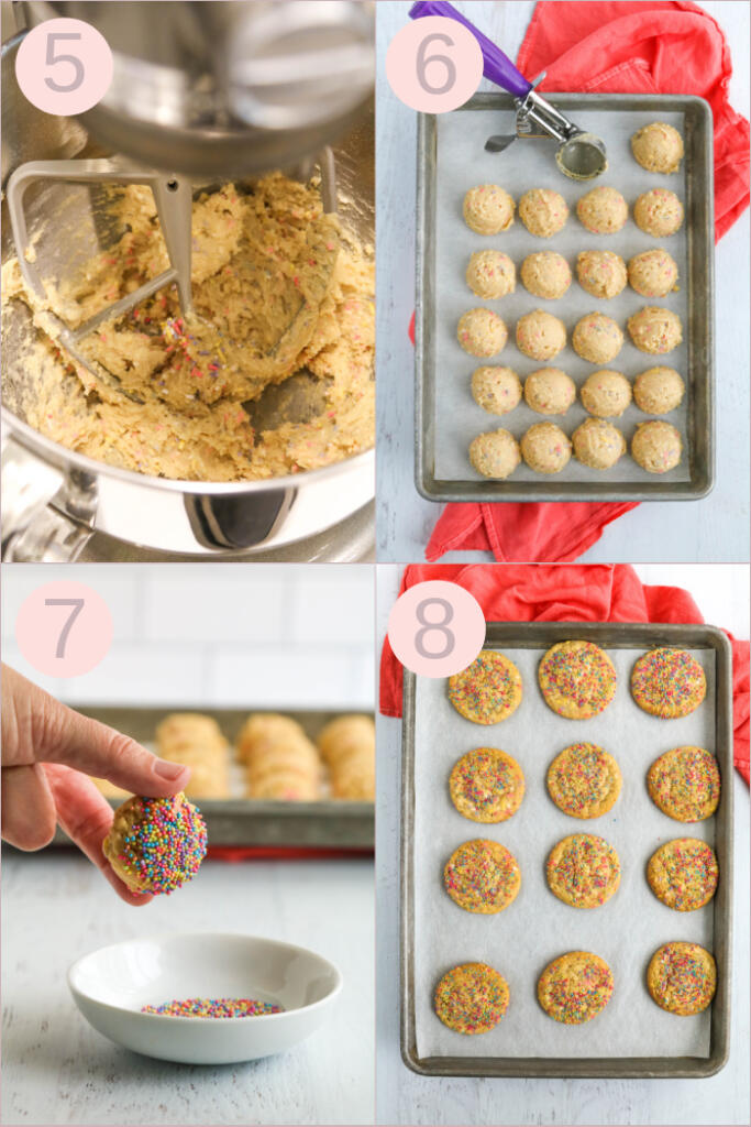 Making funfetti cookies from scratch.