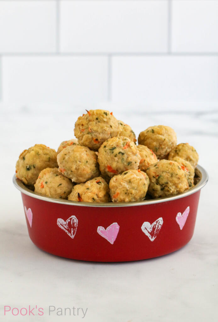Chicken meatballs for dogs.