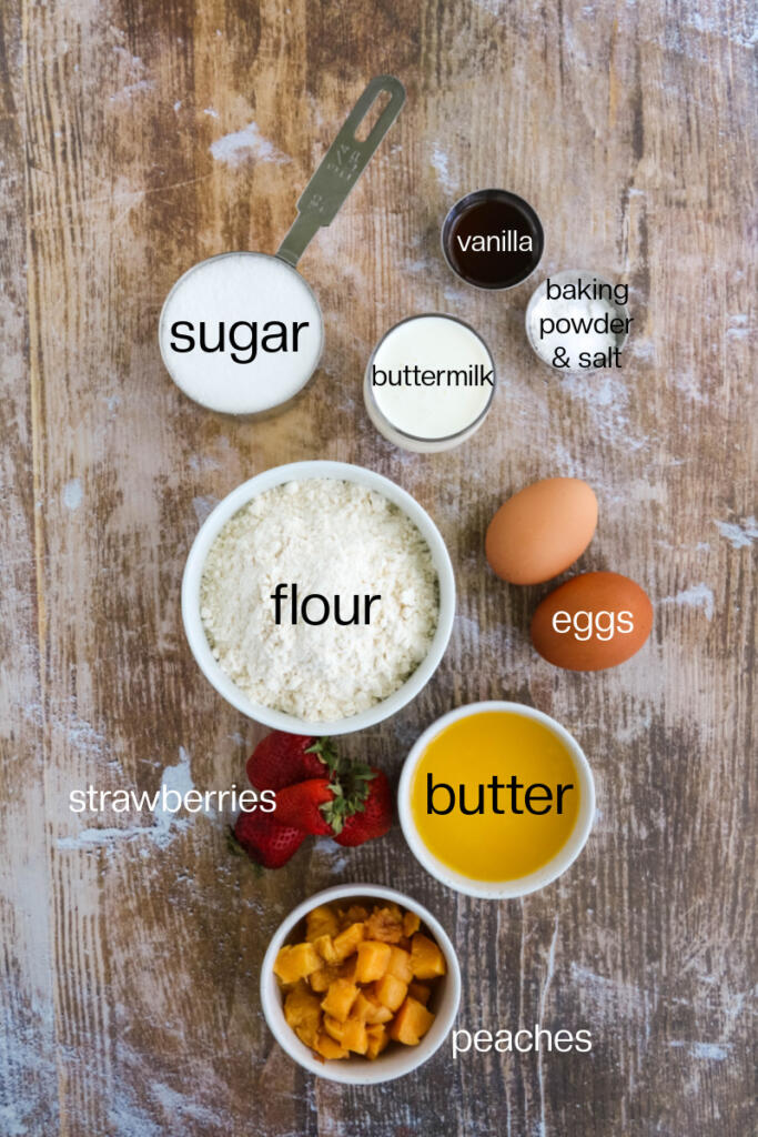 Ingredients for strawberry peach muffins