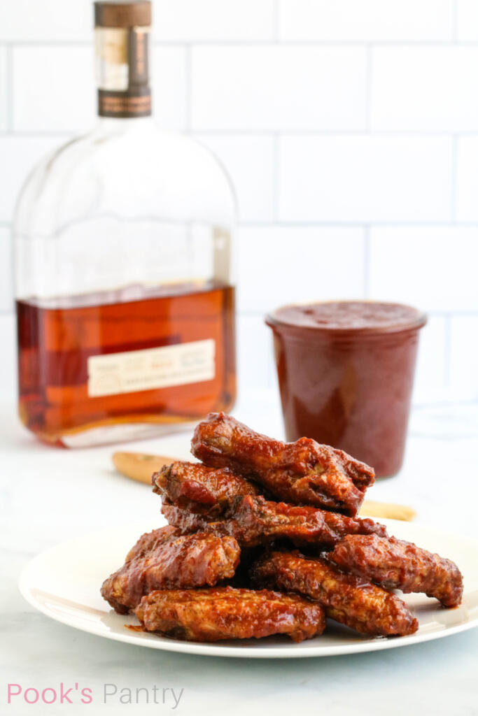 Chicken wings with homemade BBQ sauce.