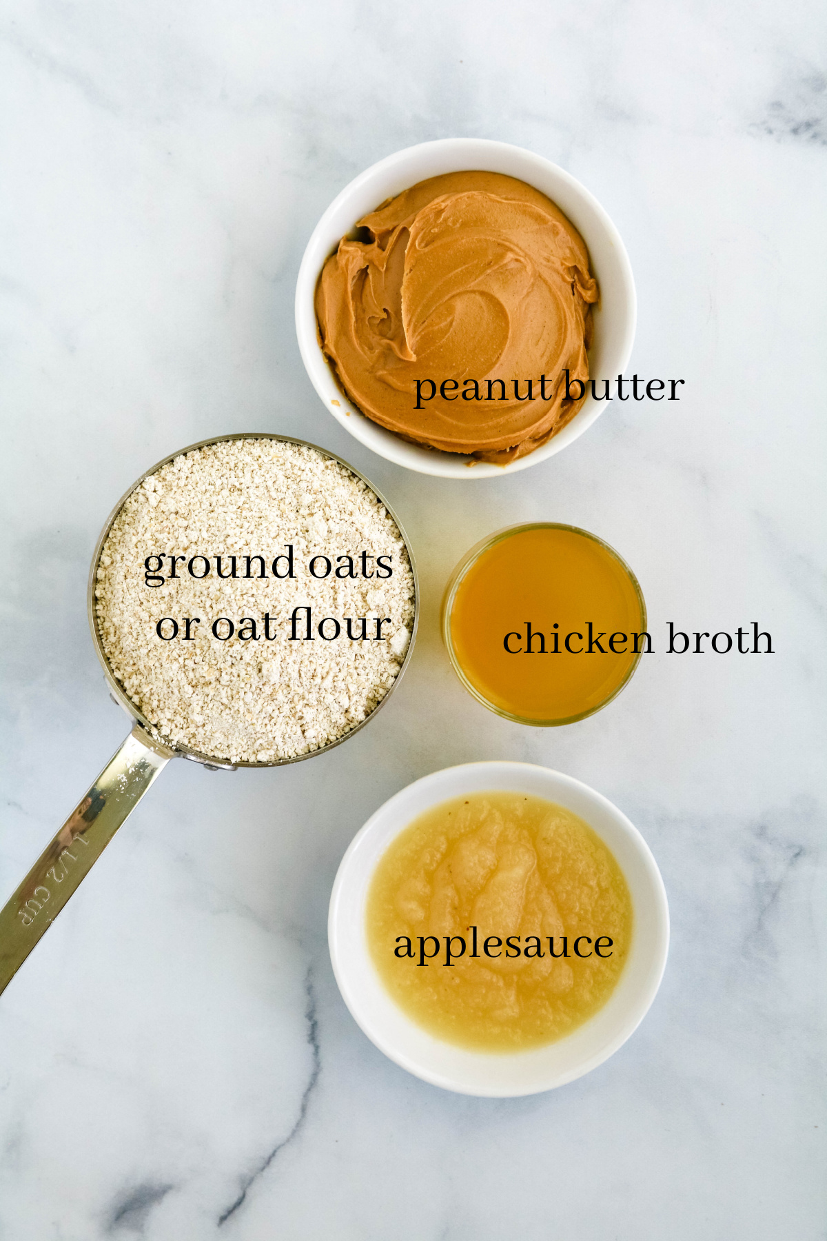 Ingredients for peanut butter training treats