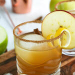 Apple cider bourbon cocktail with sugared rim.