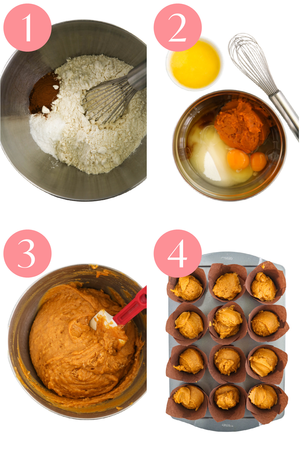 How to make this easy pumpkin muffin recipe. Step by step photos.