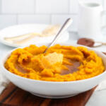 Hubbard squash mash image for recipe card.