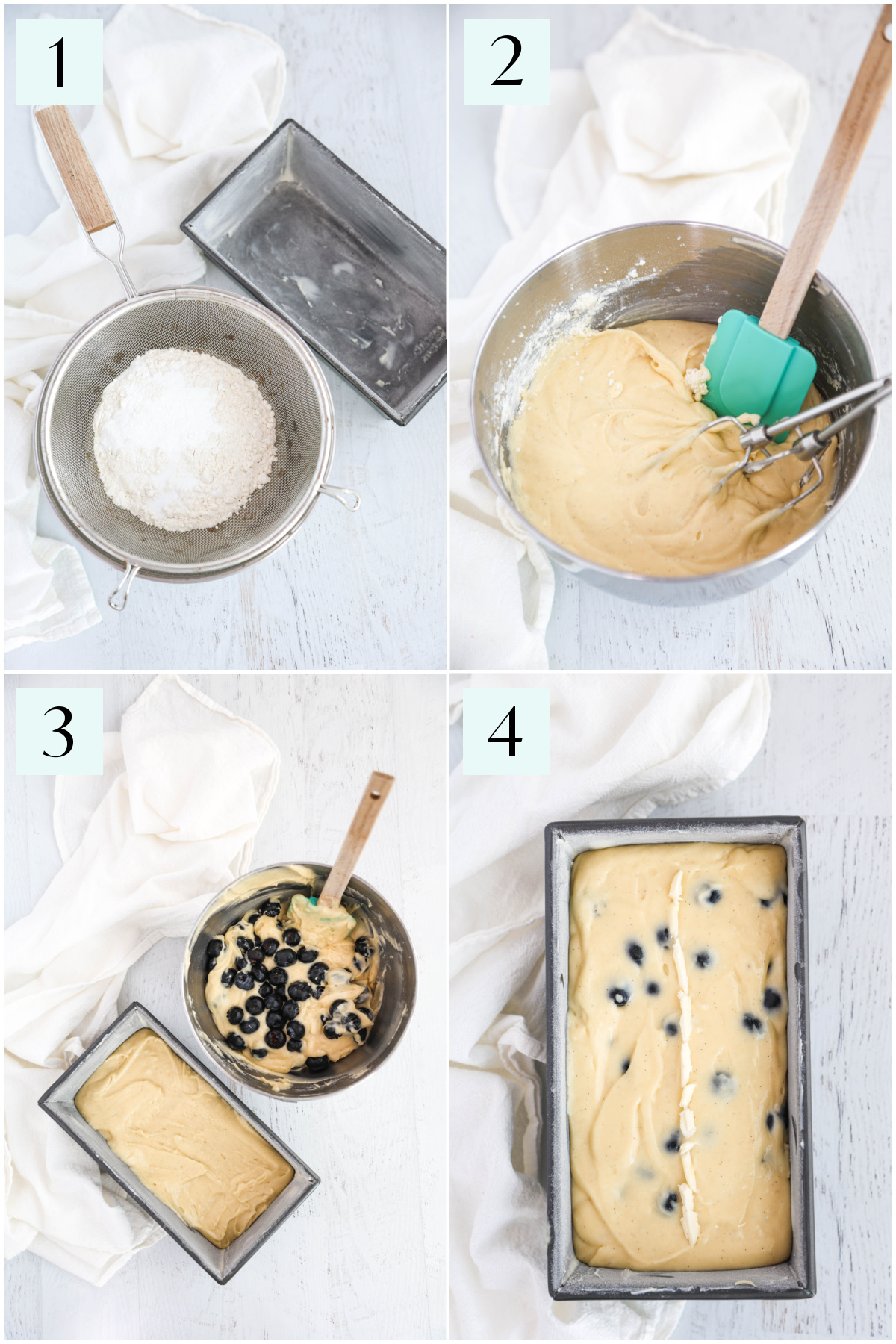 Step by step photos showing how to make a pound cake.