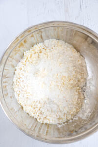 Cutting butter into flour.